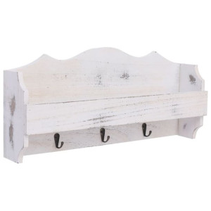 Wieszak ścienny na płaszcze, biały, 50x10x23 cm, drewniany