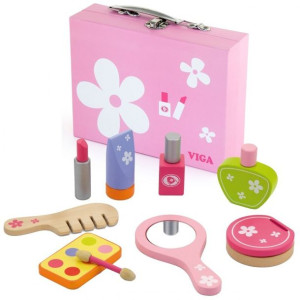Lumarko Drewniany Zestaw do Makijażu Toaletka Kosmetyczka Toys