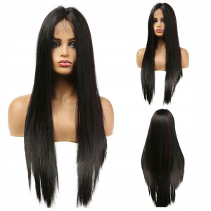 PERUKA włosy JAK NATURALNE czarny brąz LACE FRONT