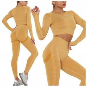 KOMPLET SPORTOWY top legginsy bezszwowe fitness L