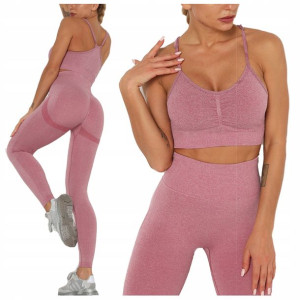 KOMPLET SPORTOWY top legginsy bezszwowe fitness M