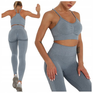 KOMPLET SPORTOWY top legginsy bezszwowe fitness L