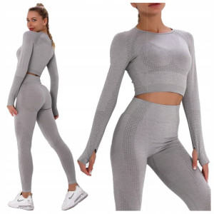 KOMPLET SPORTOWY top legginsy bezszwowe fitness M