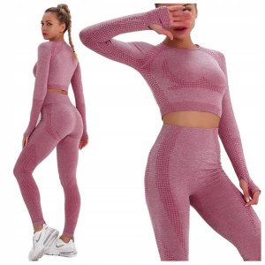 KOMPLET SPORTOWY top legginsy bezszwowe fitness M