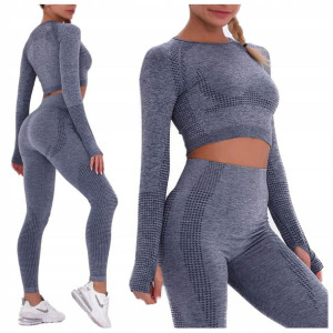 KOMPLET SPORTOWY top legginsy bezszwowe fitness M