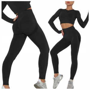 KOMPLET SPORTOWY top legginsy bezszwowe fitness M