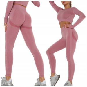 KOMPLET fitness top sportowy legginsy bezszwowe S