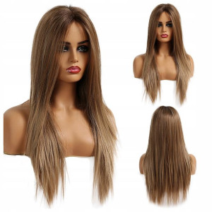 PERUKA brąz blond włosy JAK NATURALNE lace front