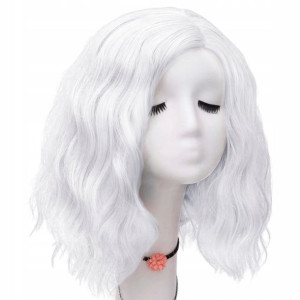 PERUKA cosplay BIAŁA glam rock 40 cm anime fale