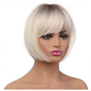 PERUKA włosy JAK NATURALNE jasny blond GRZYWKA