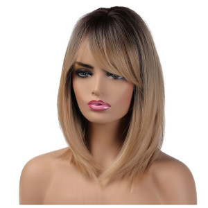 PERUKA proste włosy JAK NATURALNE blond brąz