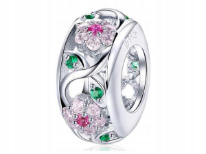 CHARMS zawieszka SREBRO do pandora KWIATY cyrkonie