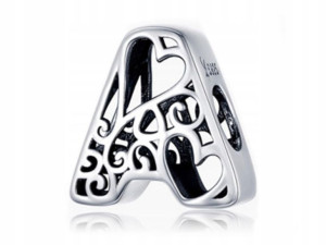 CHARMS do PANDORA koralik LITERA A ażur SREBRO 925