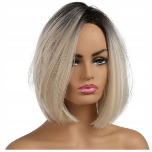 PERUKA BLOND krótkie włosy grzywka JAK NATURALNE
