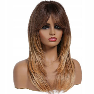 PERUKA BLOND długie włosy grzywka JAK NATURALNE