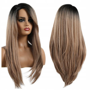 PERUKA ombre ciemny BLOND brąz włosy JAK NATURALNE