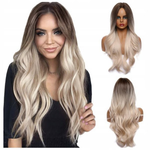 PERUKA ombre blond brąz FALE włosy JAK NATURALNE