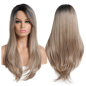 PERUKA BLOND brąz OMBRE długa prosta JAK NATURALNE