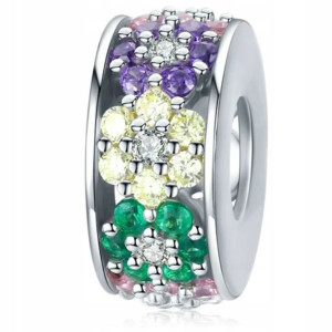 CHARMS zawieszka SREBRO do pandora KWIATY cyrkonie
