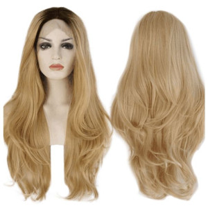 PERUKA BLOND ombre DŁUGIE proste włosy LACE FRONT