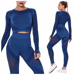 KOMPLET SPORTOWY top legginsy bezszwowe siłownia L