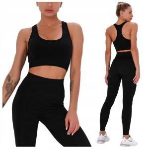 KOMPLET SPORTOWY top legginsy bezszwowe fitness M