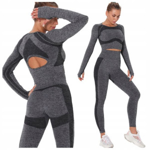 KOMPLET SPORTOWY top legginsy bezszwowe fitness M