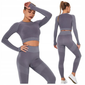 KOMPLET SPORTOWY top legginsy bezszwowe fitness L