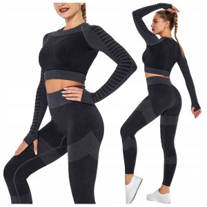 KOMPLET SPORTOWY top legginsy bezszwowe fitness M