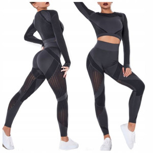 KOMPLET SPORTOWY top legginsy bezszwowe siłownia S