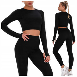 KOMPLET SPORTOWY legginsy bezszwowe top siłownia M