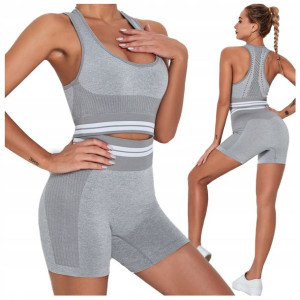 KOMPLET SPORTOWY top legginsy bezszwowe fitness S
