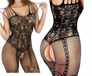 BODYSTOCKING otwarte body kombinezon z DZIURKĄ