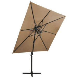 Parasol wiszący z podwójną czaszą, kolor taupe, 250x250 cm