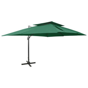 Parasol wiszący z podwójną czaszą, zielony, 400x300 cm