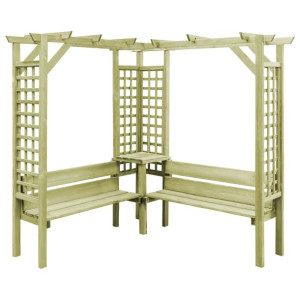 Pergola narożna z ławką, impregnowane drewno sosnowe