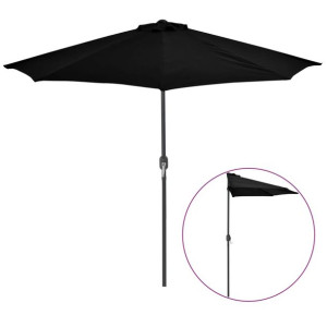 Półparasol balkonowy, aluminiowy słupek, czarny, 270x135x245 cm