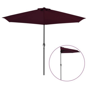 Półparasol balkonowy, aluminiowy słupek, bordo, 300x150x253 cm