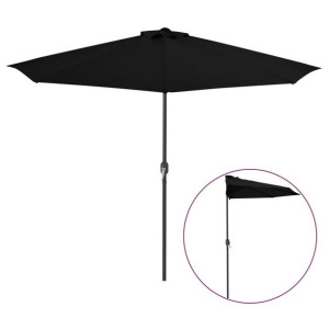 Półparasol balkonowy, aluminiowy słupek, czarny, 300x150x253 cm