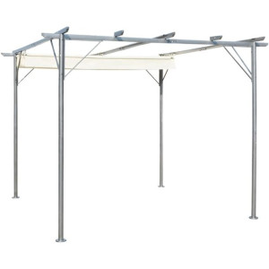 Pergola ze zwijanym dachem, śmietankowa, 3x3 m, stalowa