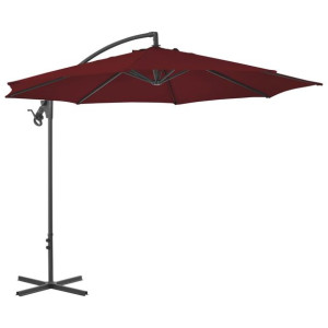 Parasol wiszący na stalowym słupku, 300 cm, bordowy