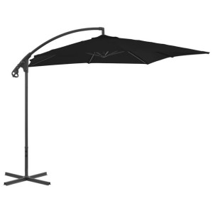 Parasol wiszący ze stalowym słupkiem, 250 x 250 cm, czarny