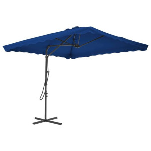Parasol ogrodowy na stalowym słupku, niebieski, 250x250x230 cm