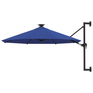 Parasol ścienny z LED, na metalowym słupku, 300 cm, niebieski