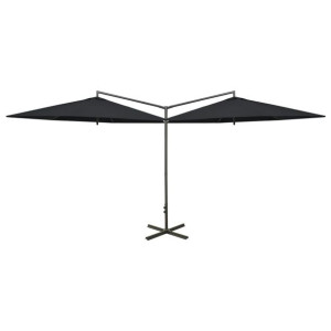 Podwójny parasol na stalowym słupku, czarny, 600 cm
