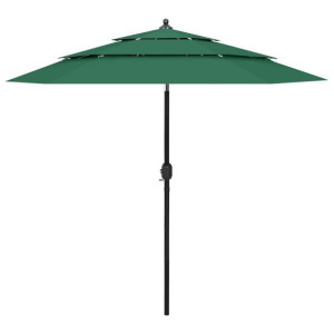 3-poziomowy parasol na aluminiowym słupku, zielony, 2,5 m