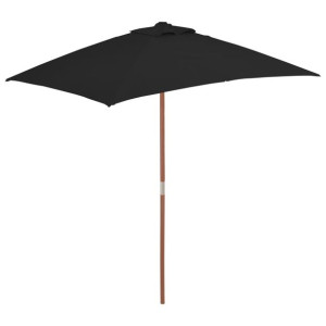 Parasol ogrodowy na drewnianym słupku, czarny, 150x200 cm