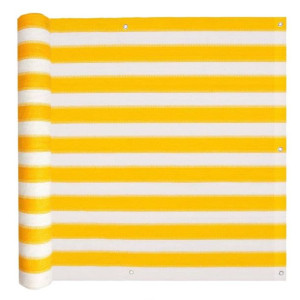 Parawan balkonowy, HDPE, 75x600 cm, żółto-biały