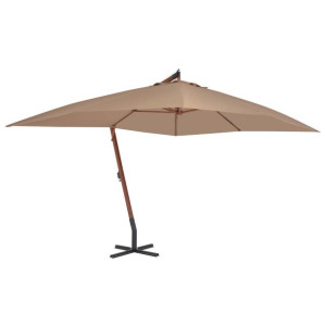 Wiszący parasol z drewnianym słupkiem, 400 x 300 cm, taupe