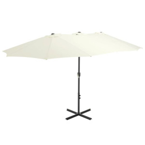 Parasol ogrodowy na słupku aluminiowym, 460 x 270 cm, piaskowy